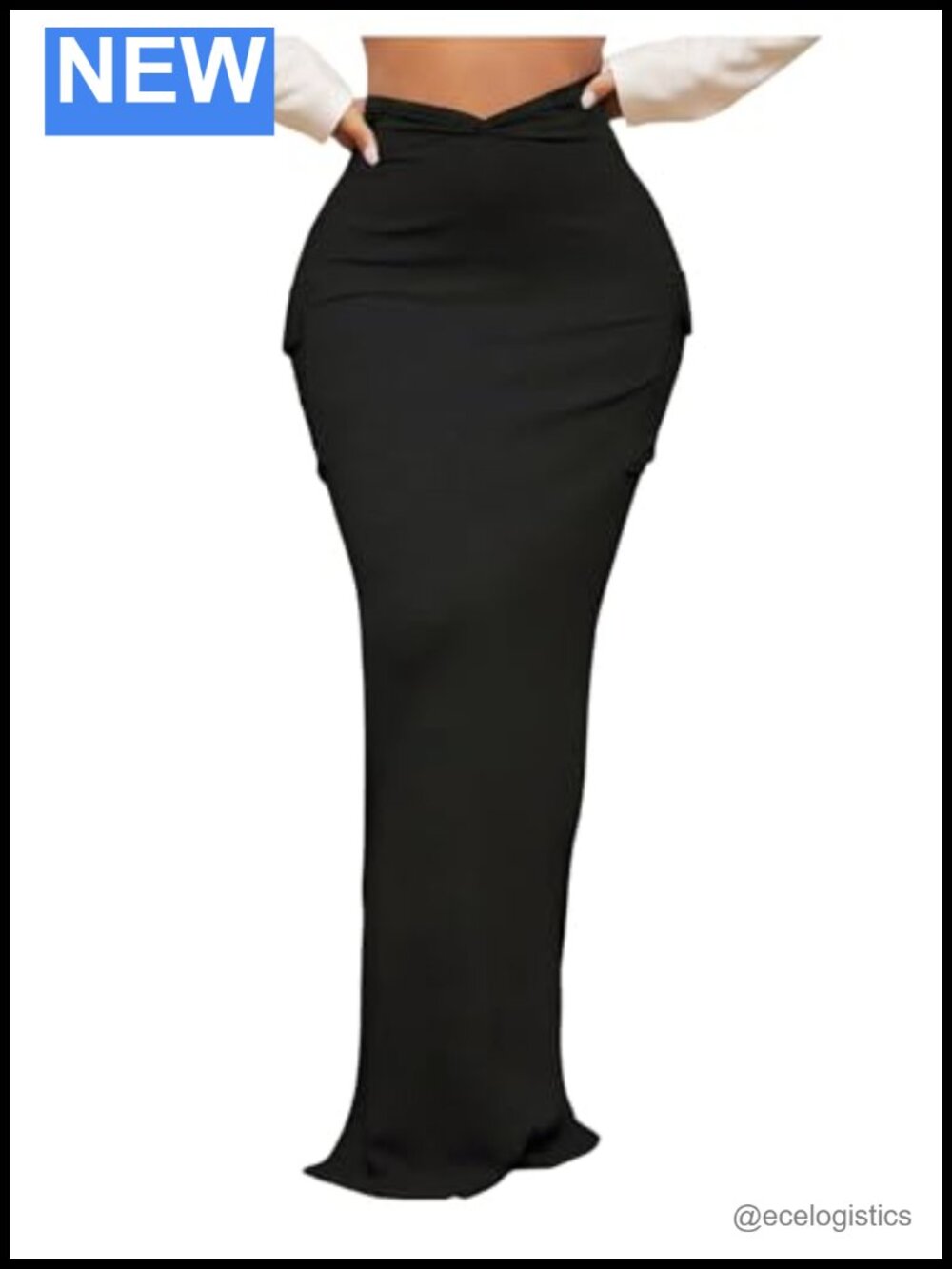 High Waisted Pocket Side Split Hem Bodycon Maxi Skirts
